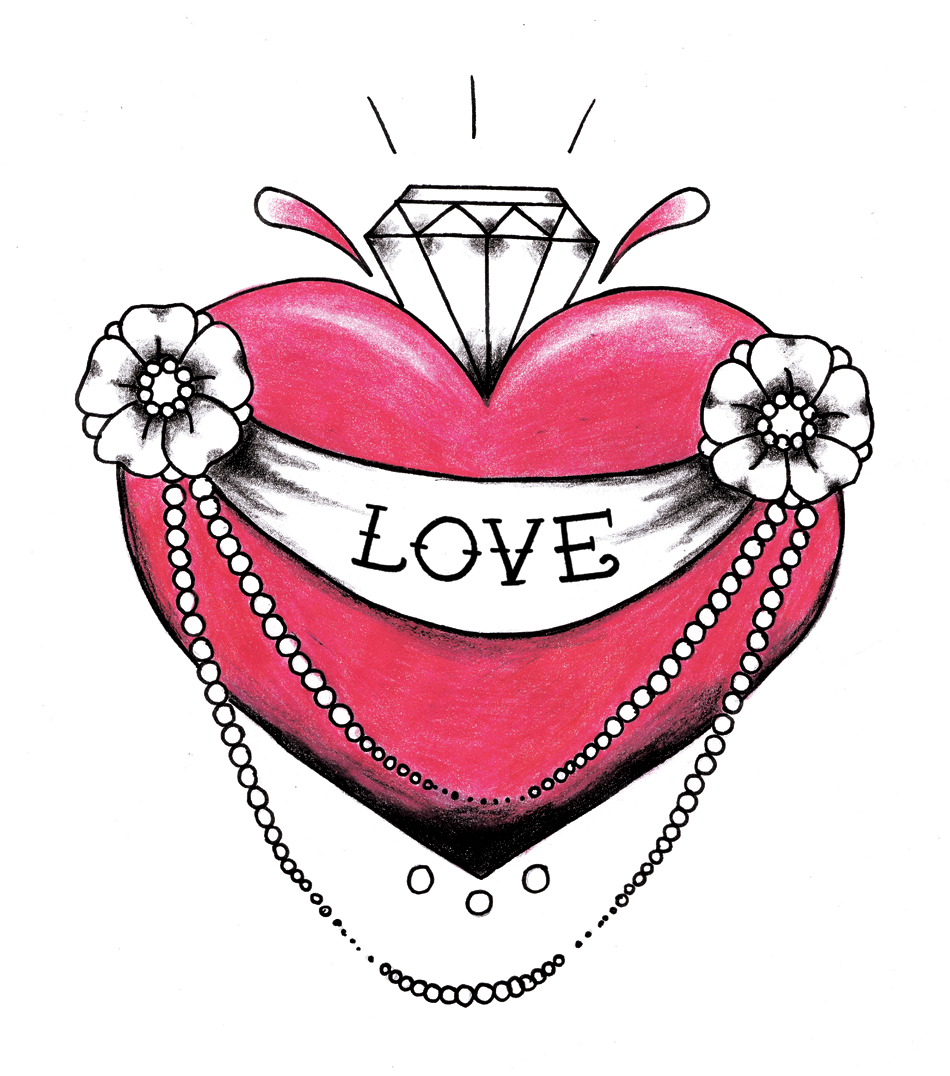 Diamond Heart Tattoo Design